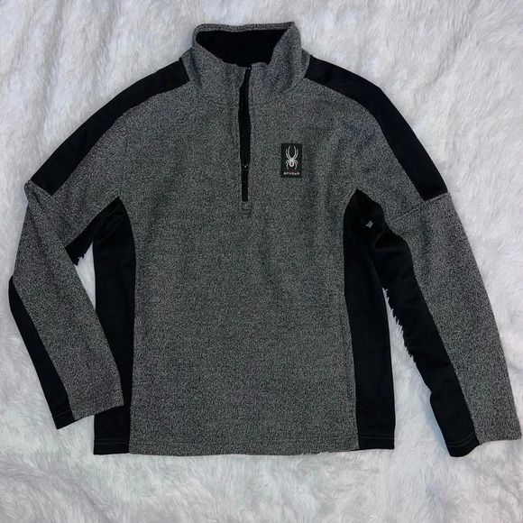 Spyder Quarter Zip Gray With Black Detail Size Large 1/4 Zip - Picture 2 of 4